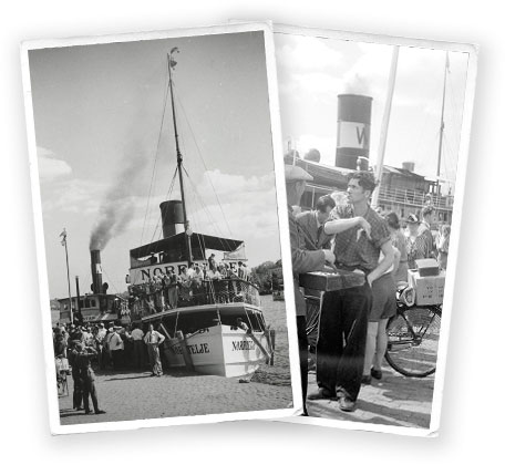 Bilder från hamn i Stockholm under 1940-talet