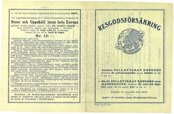 Annons för resegodsförsäkring 1921